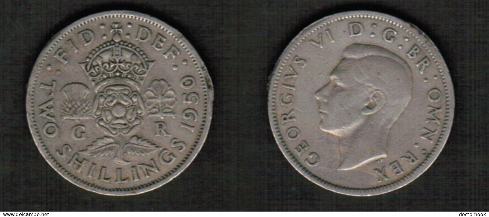 GREAT BRITAIN    2 SHILLINGS 1950 (KM # 878) #7715 - J. 1 Florin / 2 Schillings