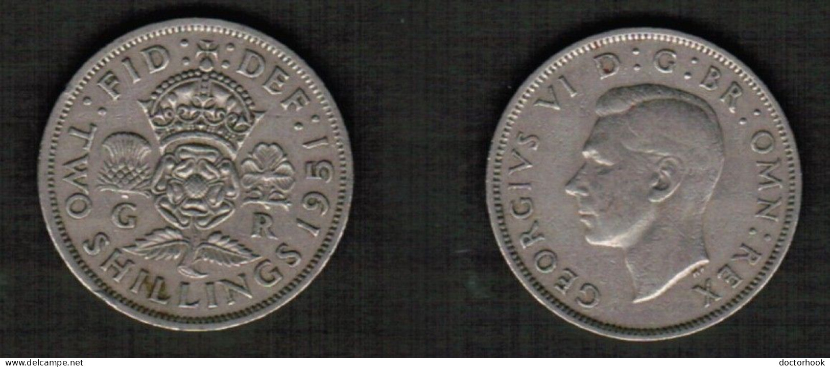 GREAT BRITAIN    2 SHILLINGS 1951 (KM # 878) #7716 - J. 1 Florin / 2 Schillings