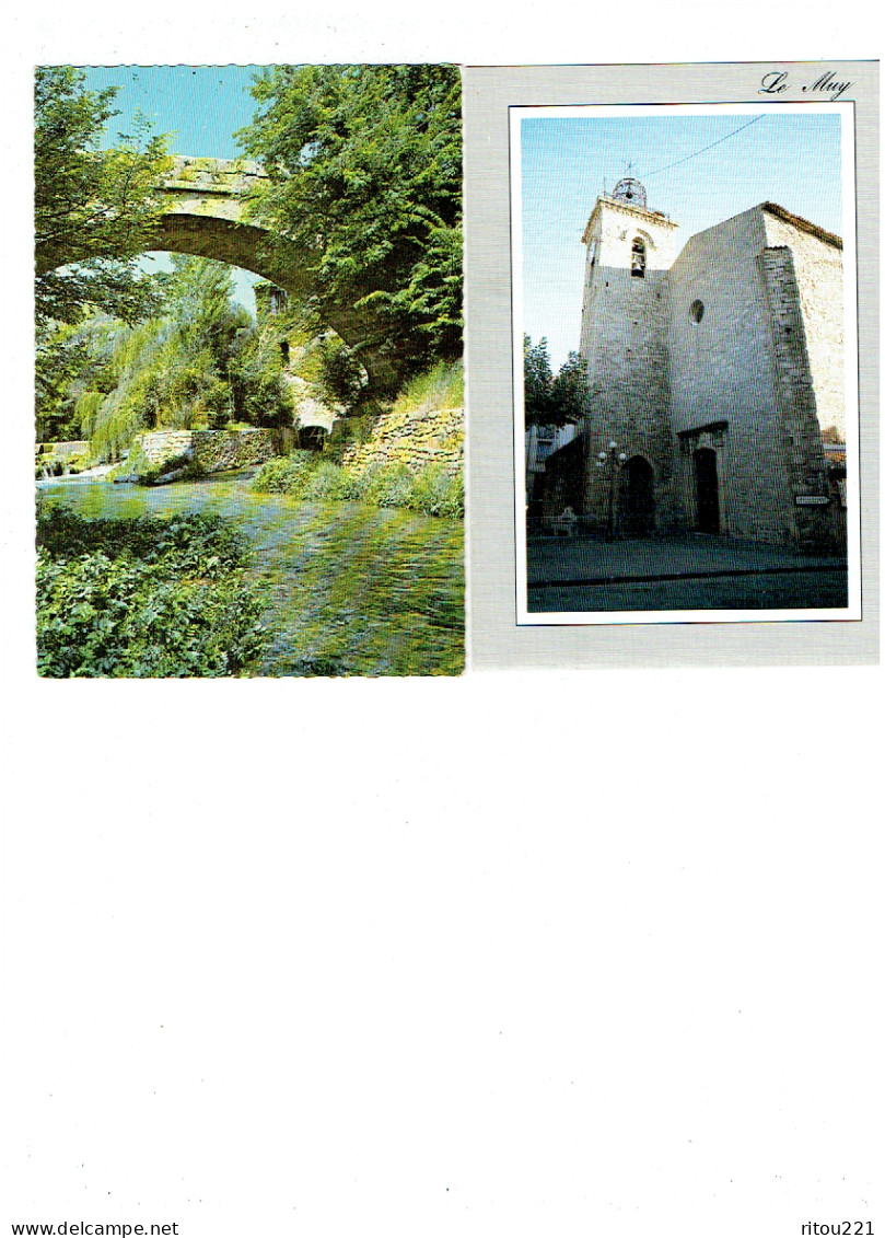 Lot 2 Cpm - 83 - LE MUY - Pont Sur La Nartuby - Vieux Moulin - église Cloche - Le Muy