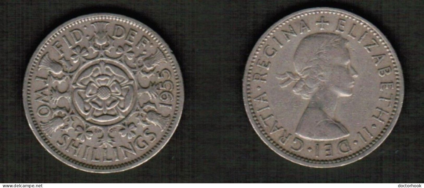 GREAT BRITAIN    2 SHILLINGS 1955 (KM # 906) #7718 - J. 1 Florin / 2 Shillings