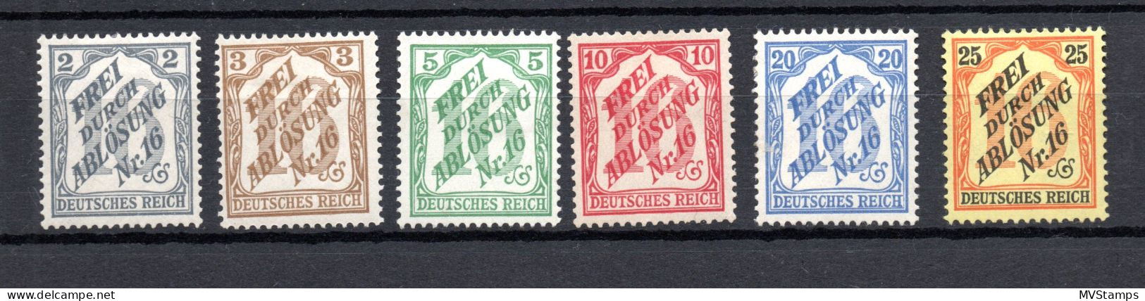 Germany 1905 Old Set Service/Dienst Stamps (Michel D 9/14) Unused/MLH - Servizio