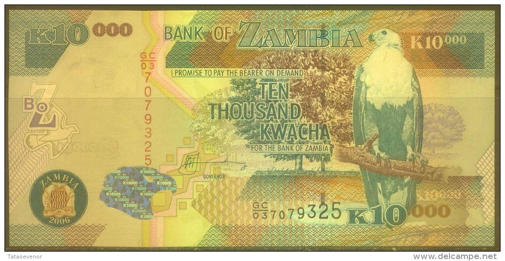 Zambia 10,000 Kwacha Note, P43e, UNC - Zambie