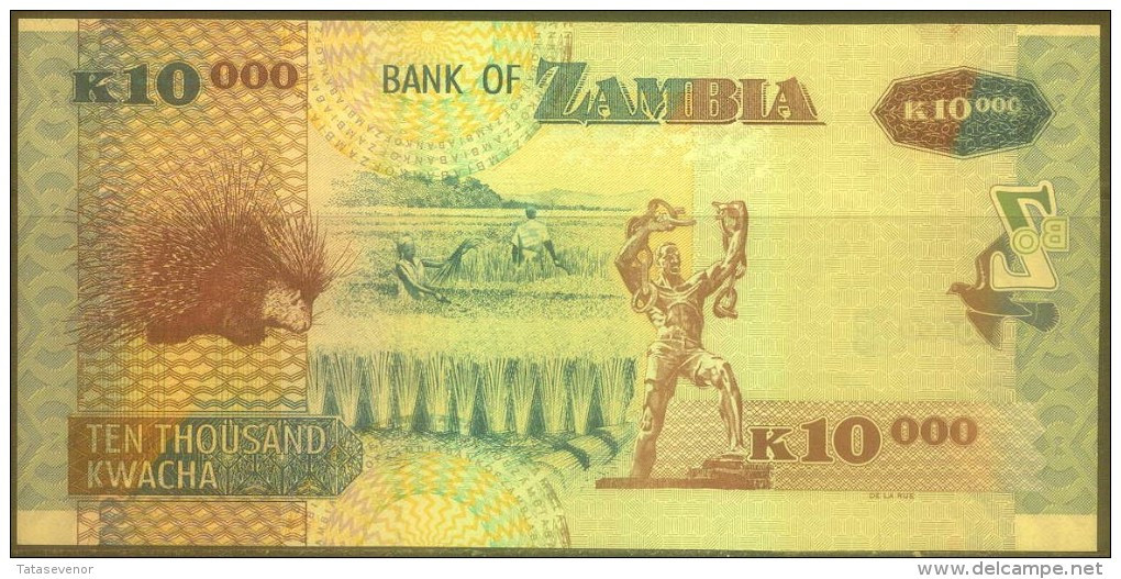 Zambia 10,000 Kwacha Note, P43e, UNC - Zambia