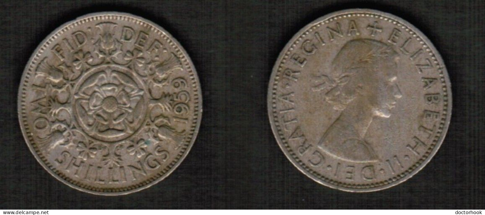 GREAT BRITAIN    2 SHILLINGS 1959 (KM # 906) #7723 - J. 1 Florin / 2 Schillings