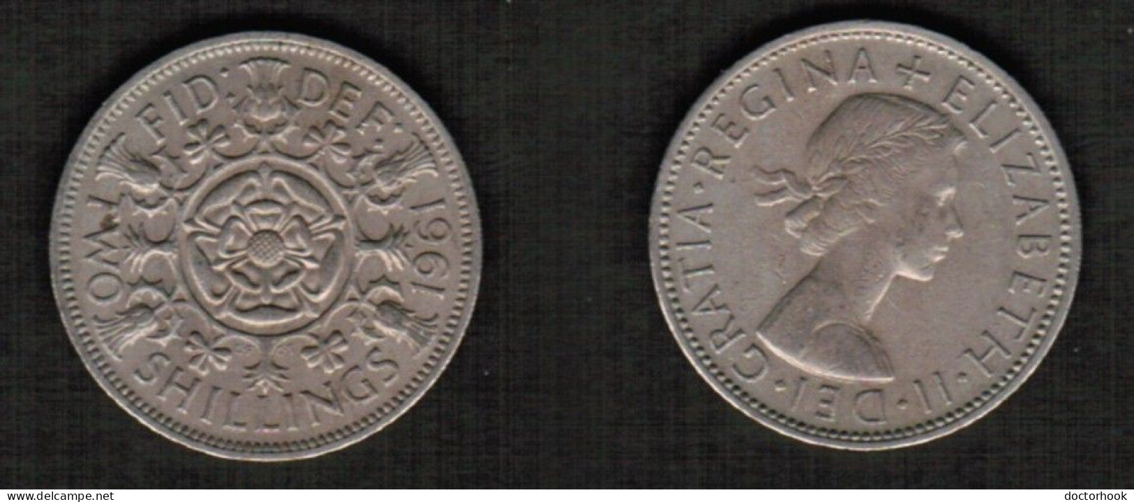 GREAT BRITAIN    2 SHILLINGS 1961 (KM # 906) #7724 - J. 1 Florin / 2 Schillings