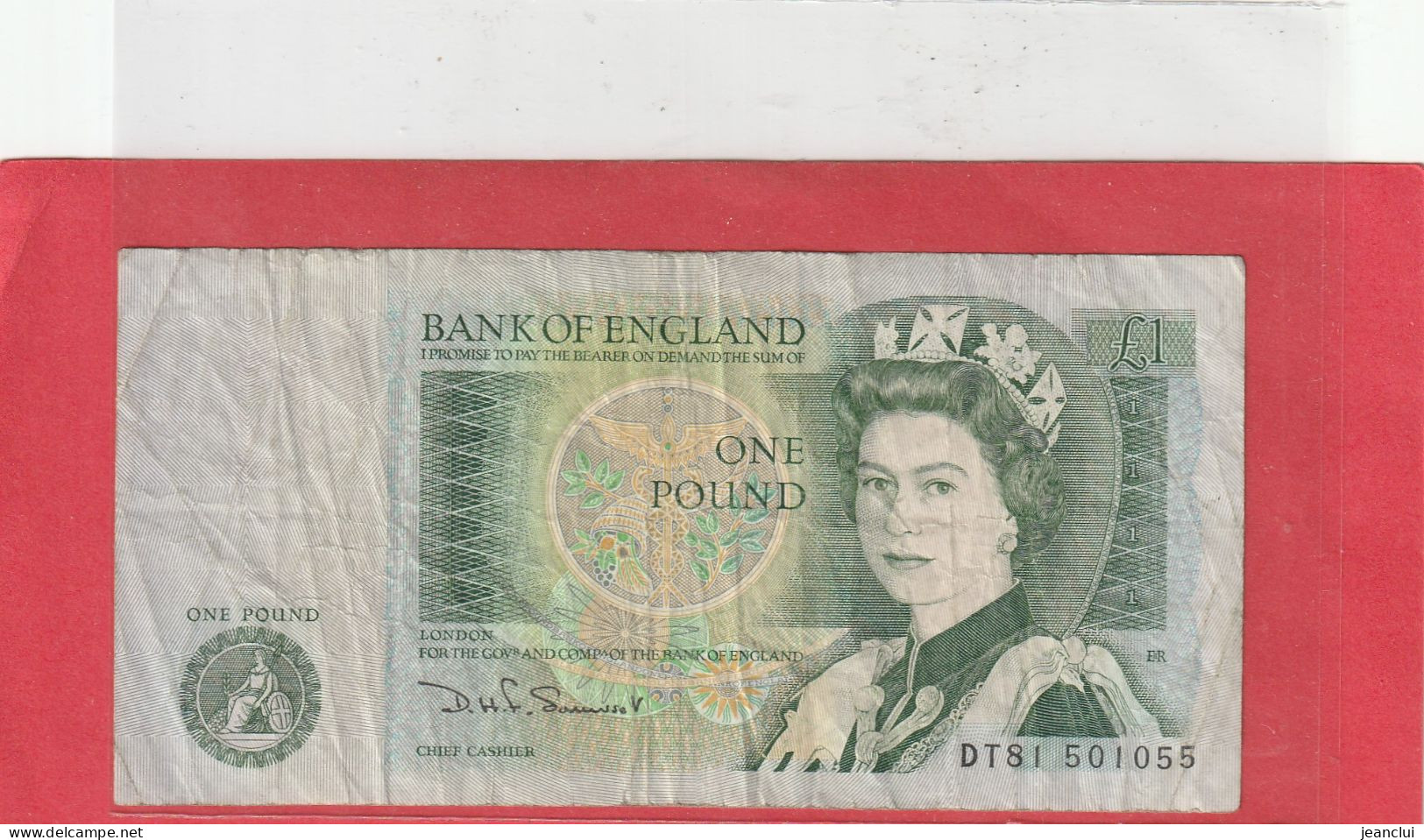 BANK OF ENGLAND  .  1 POUND .  N D  .  N°  DT81 501055   .  2 SCANNES - 1 Pound