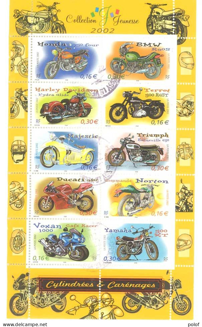 BLOC FEUILLE 51 - Série Collection Jeunesse - Cylindrés Et Carénages Motos - Oblitérés