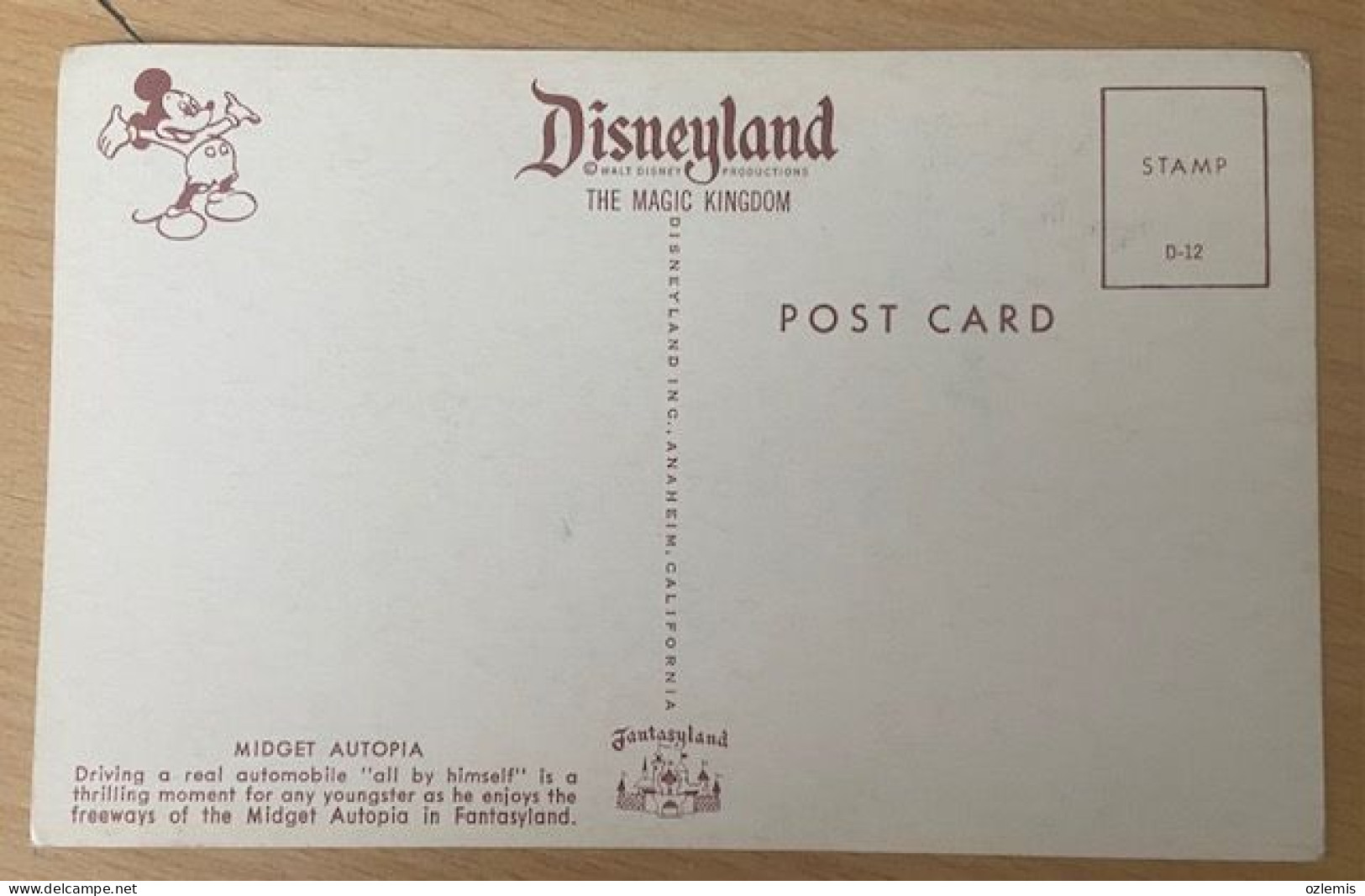 DISNEYLAND THE MAGIC KINGDOM ,MIDGET AUTOPIA ,POSTCARD - Anaheim