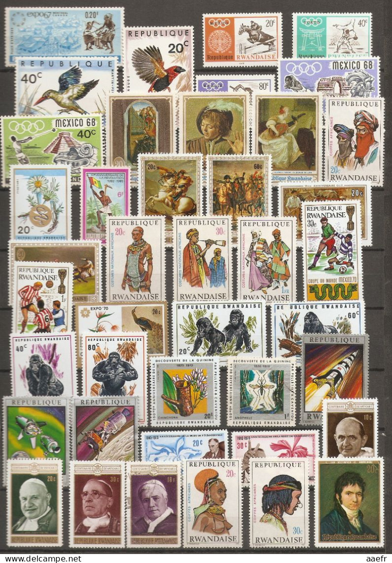 Rwanda - Petite Collection De 210 Timbres - 176 MNH - 5 Scans - Lots & Kiloware (mixtures) - Max. 999 Stamps