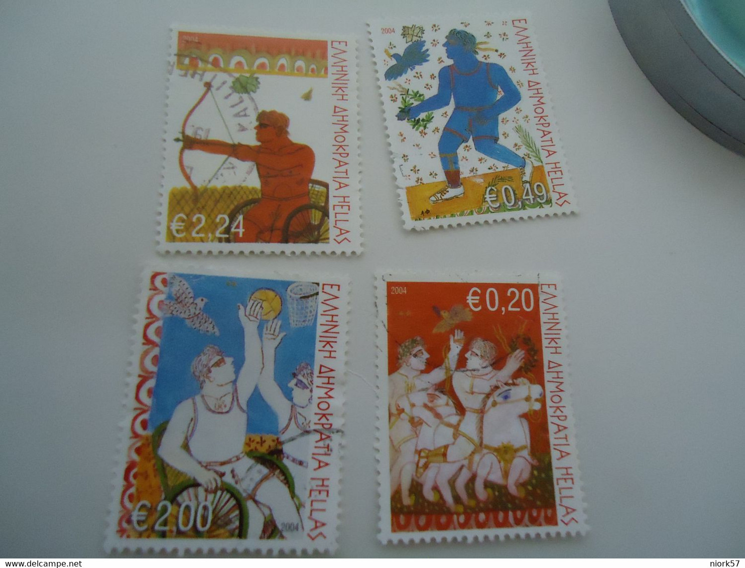 GREECE USED STAMPS SET 4 OLYMPIG GAMES ATHENS 2004 POWER OF WILL - Zomer 2004: Athene - Paralympics