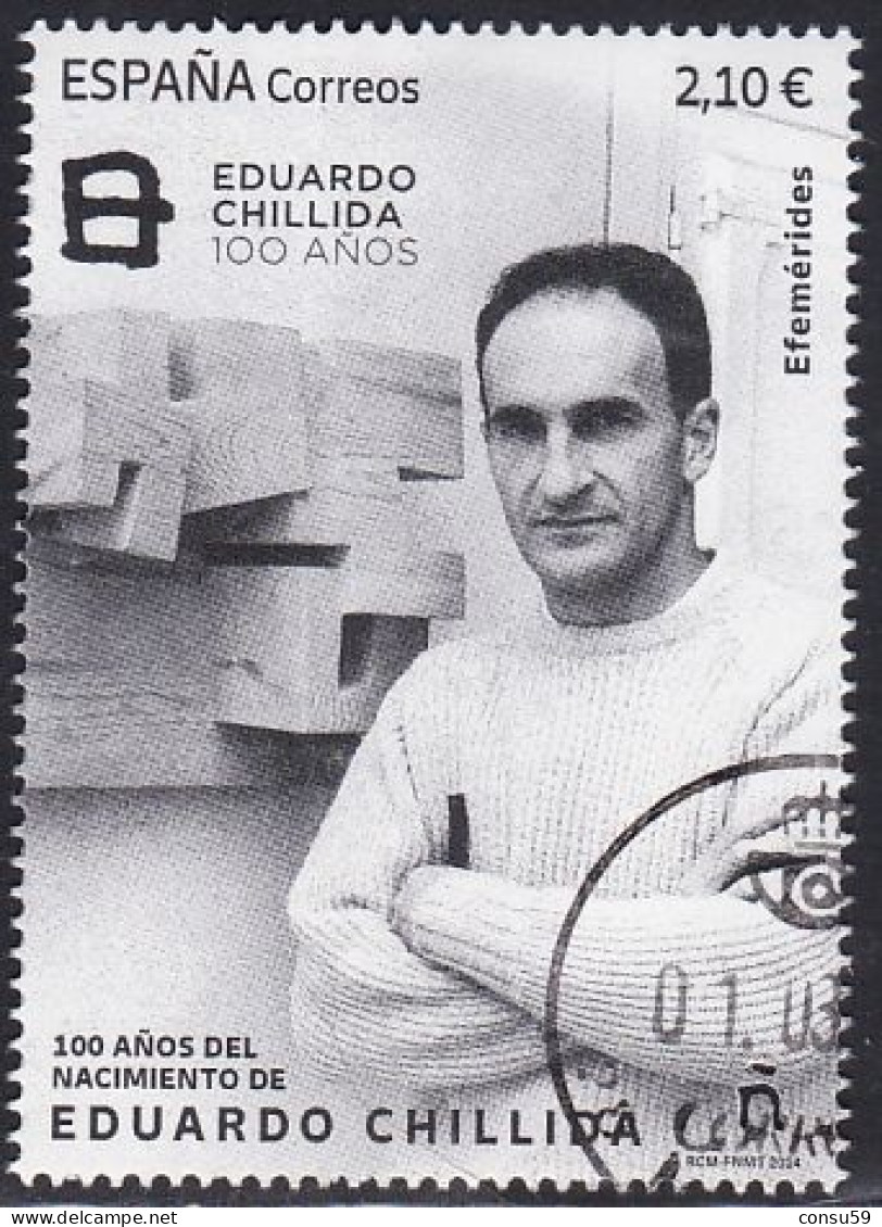 2024-ED. 5723-Efemérides. 100 Años Del Nacimiento De Eduardo Chillida- USADO - Oblitérés