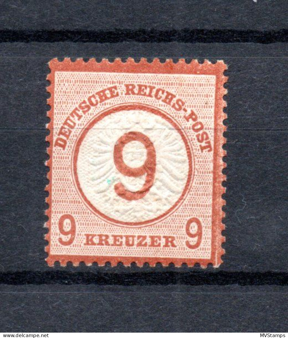 Germany 1874 Old 9 Kreuzer "Brustschild" Stamp (Michel 30) Unused/MNH (brown Spott In Gum) - Nuovi