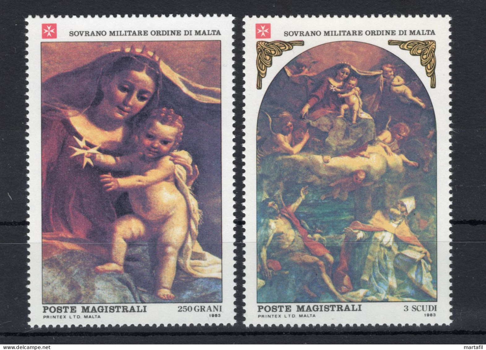 1983 SMOM SET MNH ** 221/222 Natale - Malta (la Orden De)