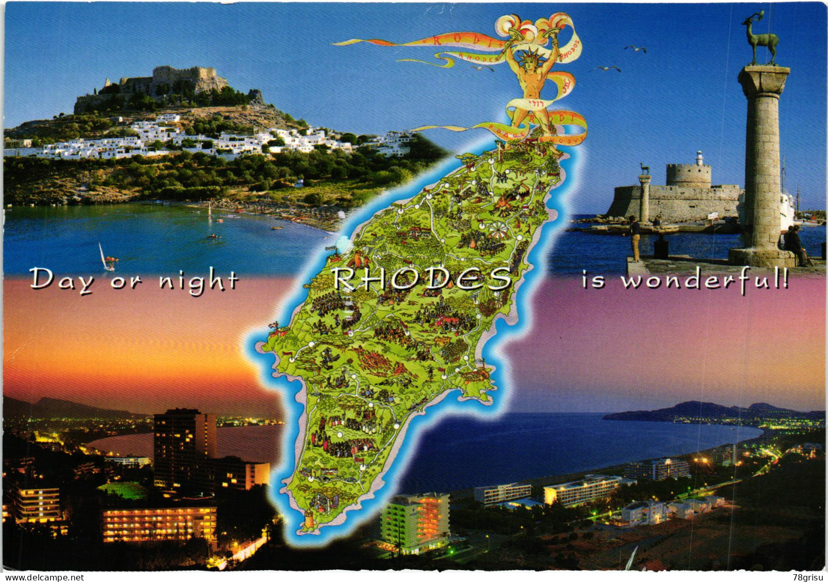 Greece, Athen 2004, Karte Rodos, Olympia, Olympic Games - Summer 2004: Athens