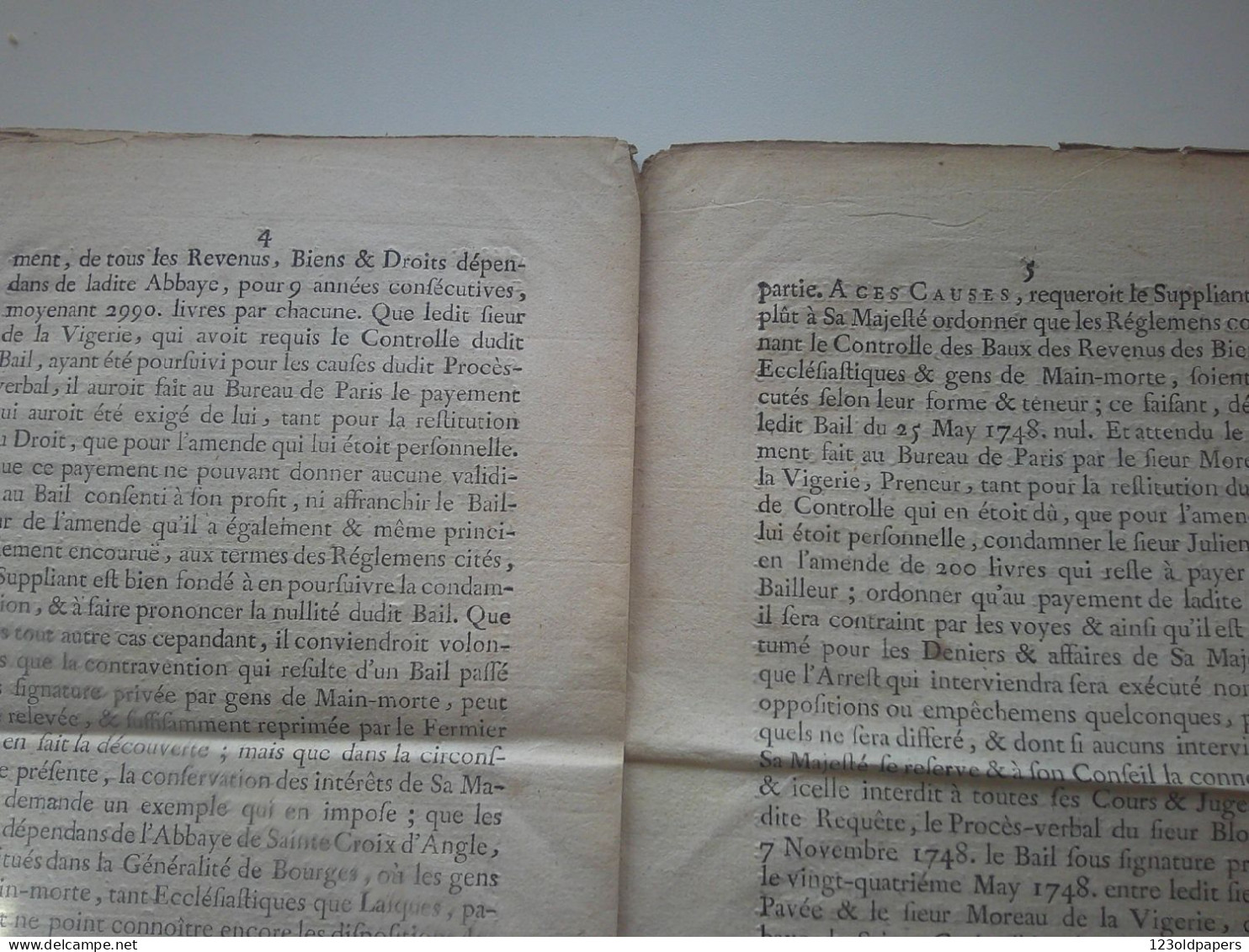 1757 ANGLES SUR ANGLIN VIENNE / ARREST CONSEIL DU ROY CONCERNANT ABBAYE SAINTE CROIX D ANGLE  MOREAU DE A VIGERIE - Poitou-Charentes