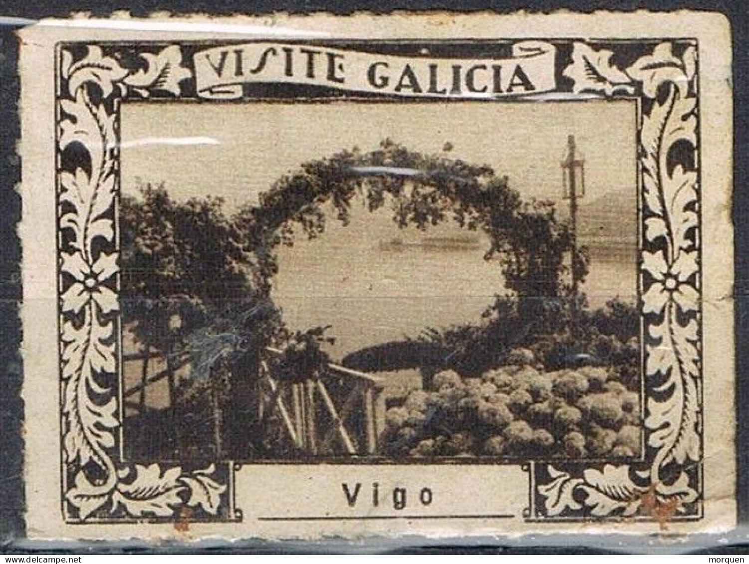 Sello Viñeta Turistica VIGO (pontevedra). Visite Galicia, Dentado Linea º - Plaatfouten & Curiosa