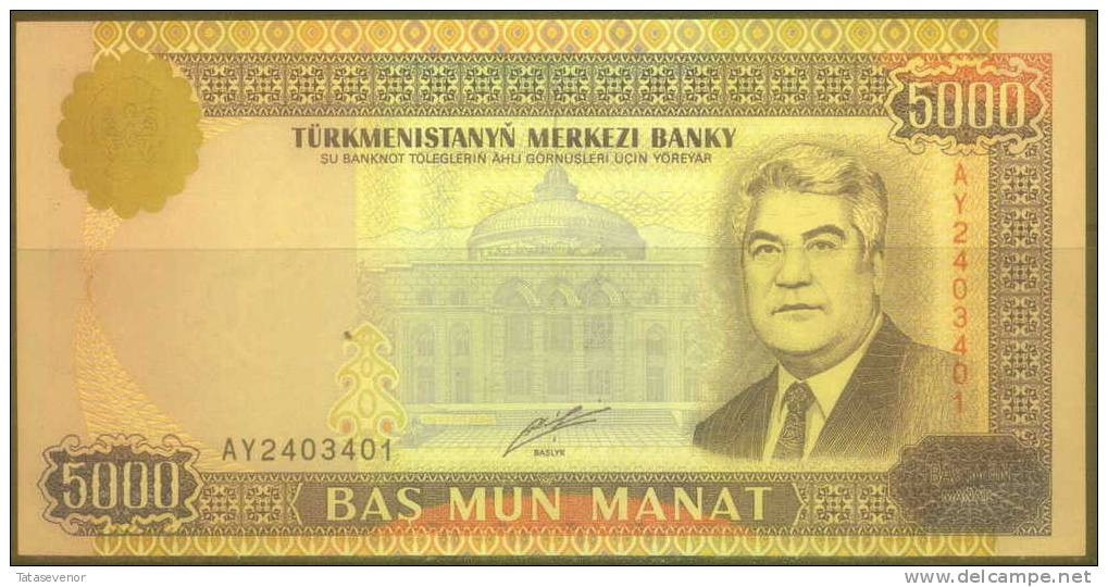 Turkmenistan 5,000 Manats Note, P12, UNC - Turkménistan