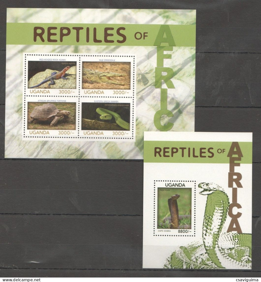 Uganda (Ouganda) - 2014 - Reptiles - Yv 2682/85 + Bf  447 - Snakes
