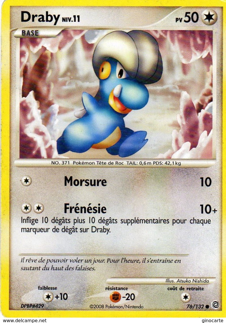 Carte Pokemon 76/132 Draby 50pv 2008 - Otros & Sin Clasificación