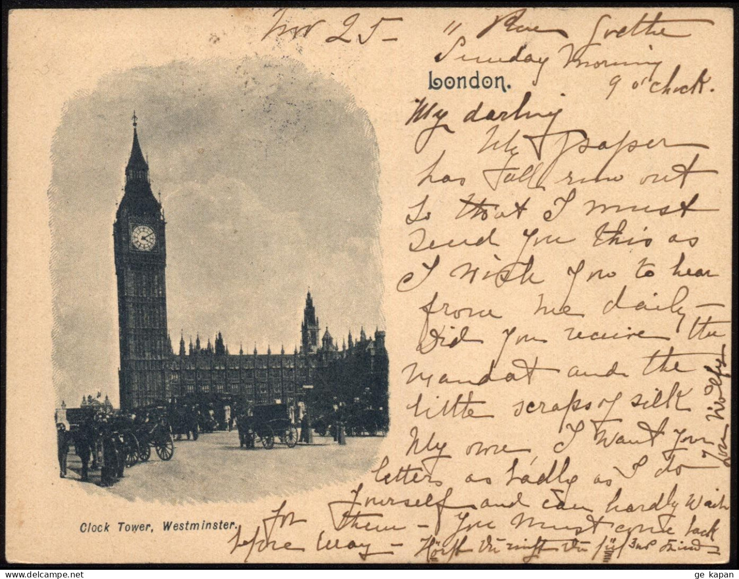 1900 UNITED KINGDOM LONDON WESTMINSTER Clock Tower - Westminster Abbey