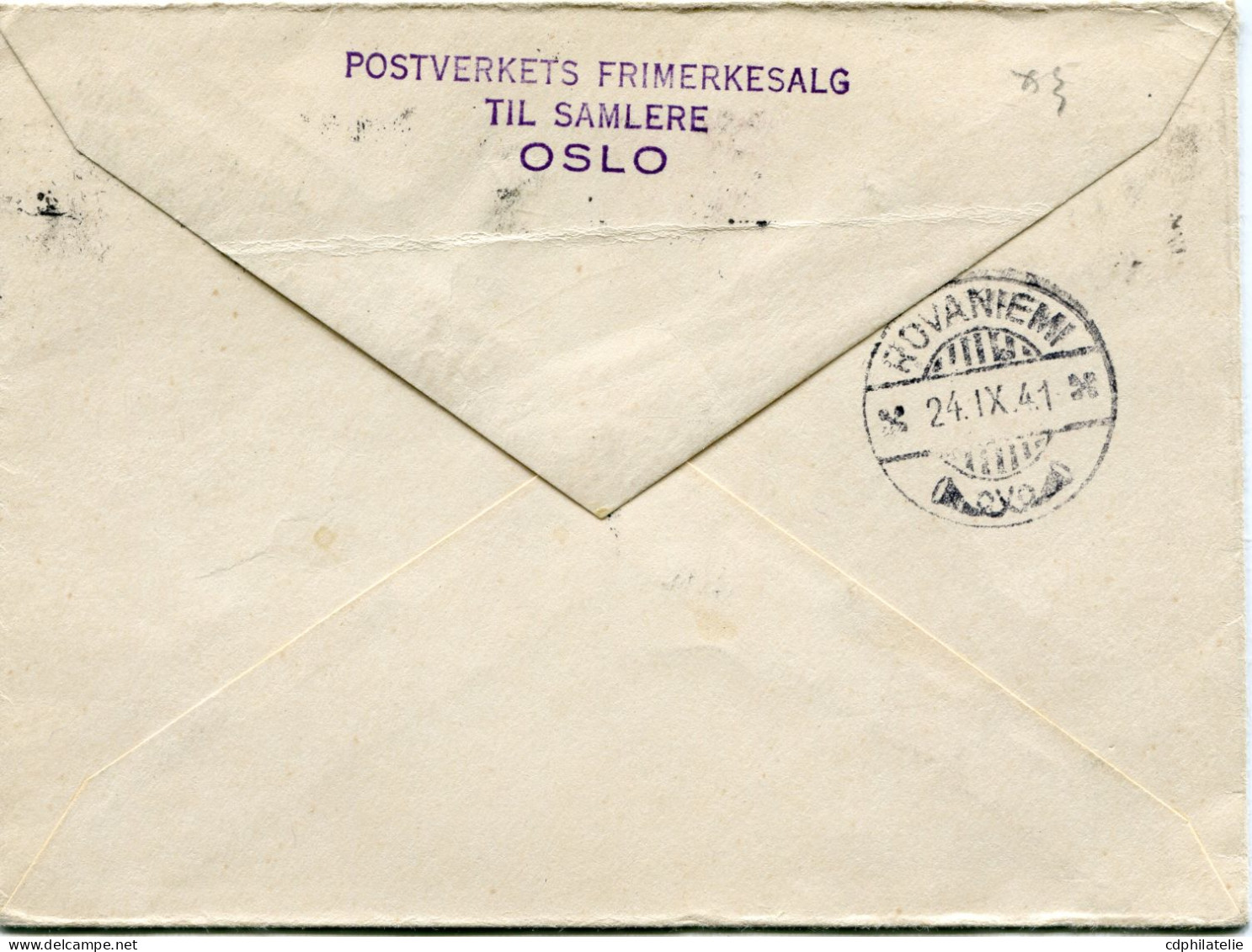 NORVEGE LETTRE PAR AVION DEPART OSLO 20-9-41 POUR LA FINLANDE - Brieven En Documenten