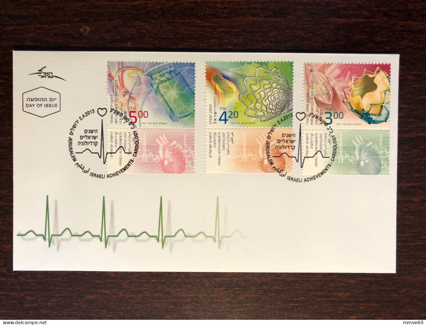ISRAEL FDC COVER 2013 YEAR CARDIOLOGY HEART HEALTH MEDICINE STAMPS - FDC