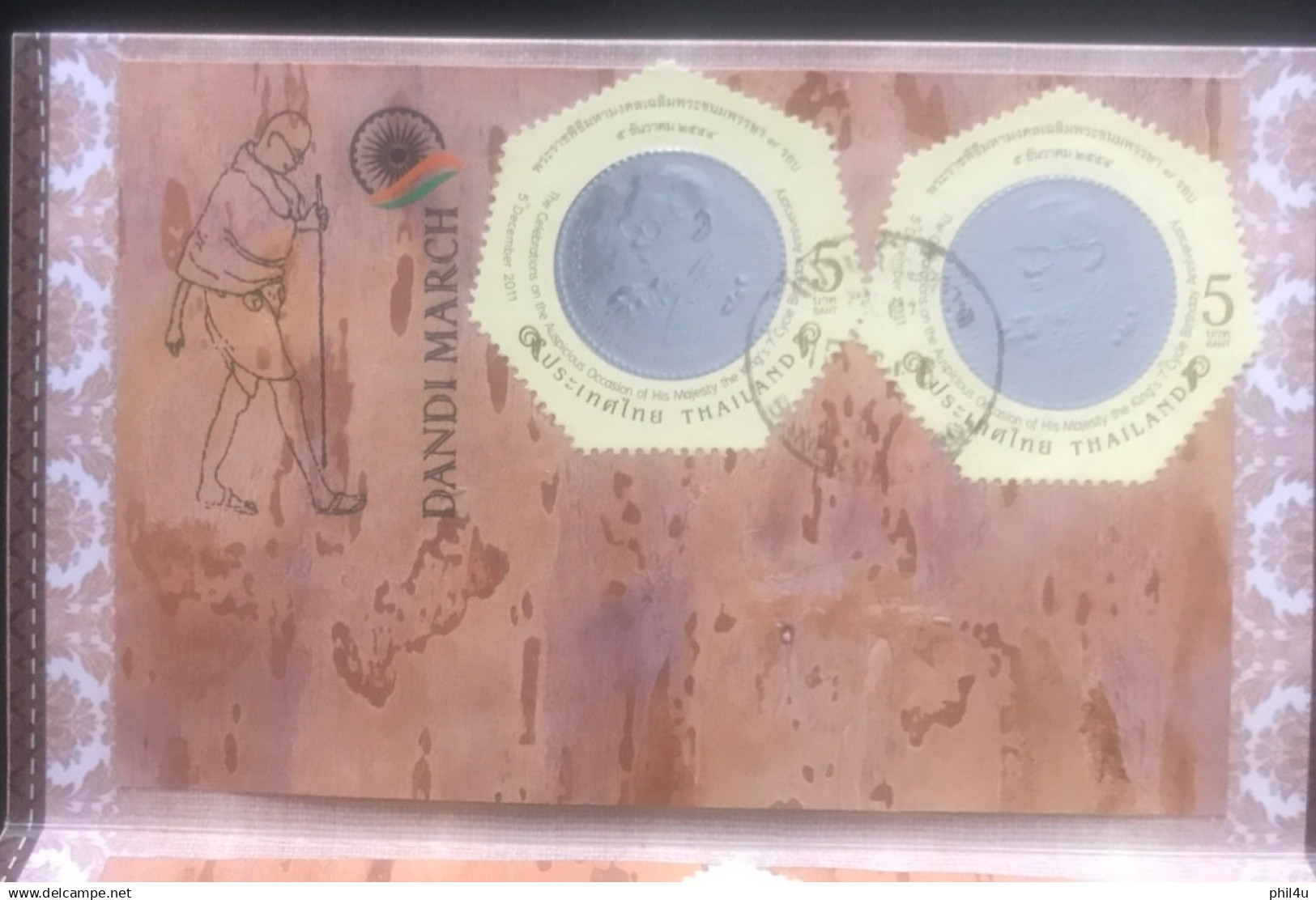 Mahatma Gandhi Cork Booklet Of Thailand 10 Odd Shaped Stamps See Photos Welcome Your Offers Also - Mahatma Gandhi