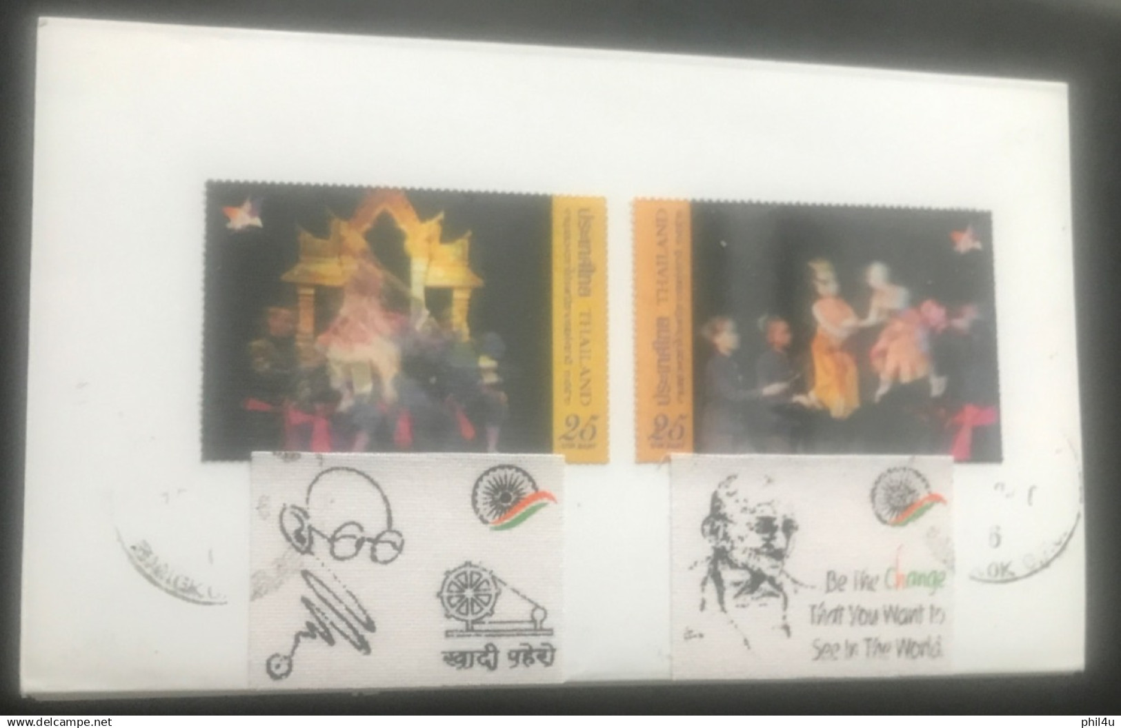 Mahatma Gandhi Cork Booklet Of Thailand 10 Odd Shaped Stamps See Photos Welcome Your Offers Also - Mahatma Gandhi