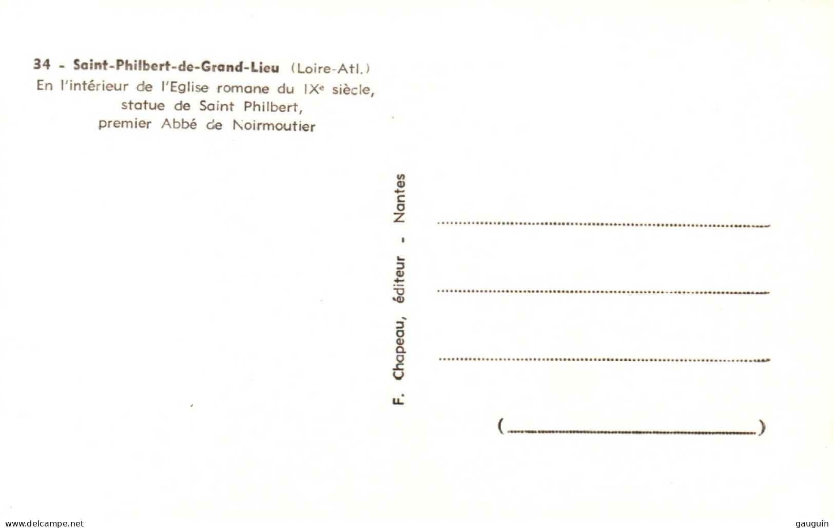 CPSM - St PHILBERT De GRAND-LIEU - Statue St Philbert - Edition F.Chapeau (format 9x14) - Saint-Philbert-de-Grand-Lieu