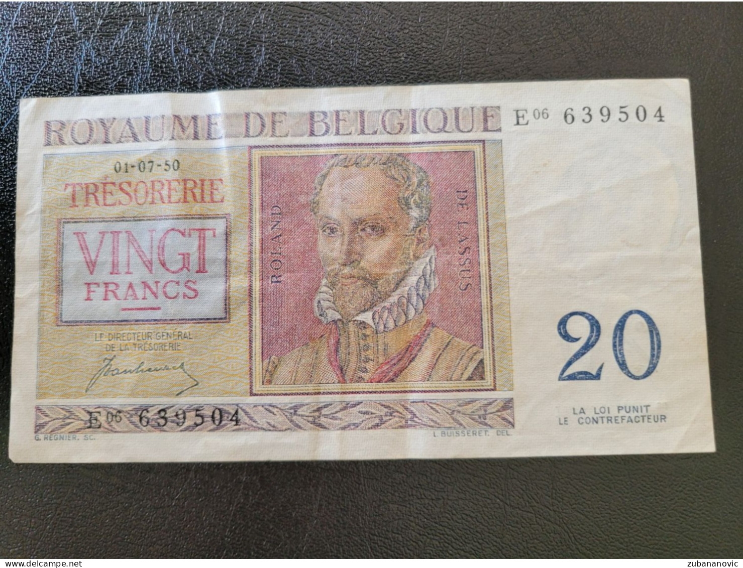 België 20 Fr 1.7.1950 - 20 Francs