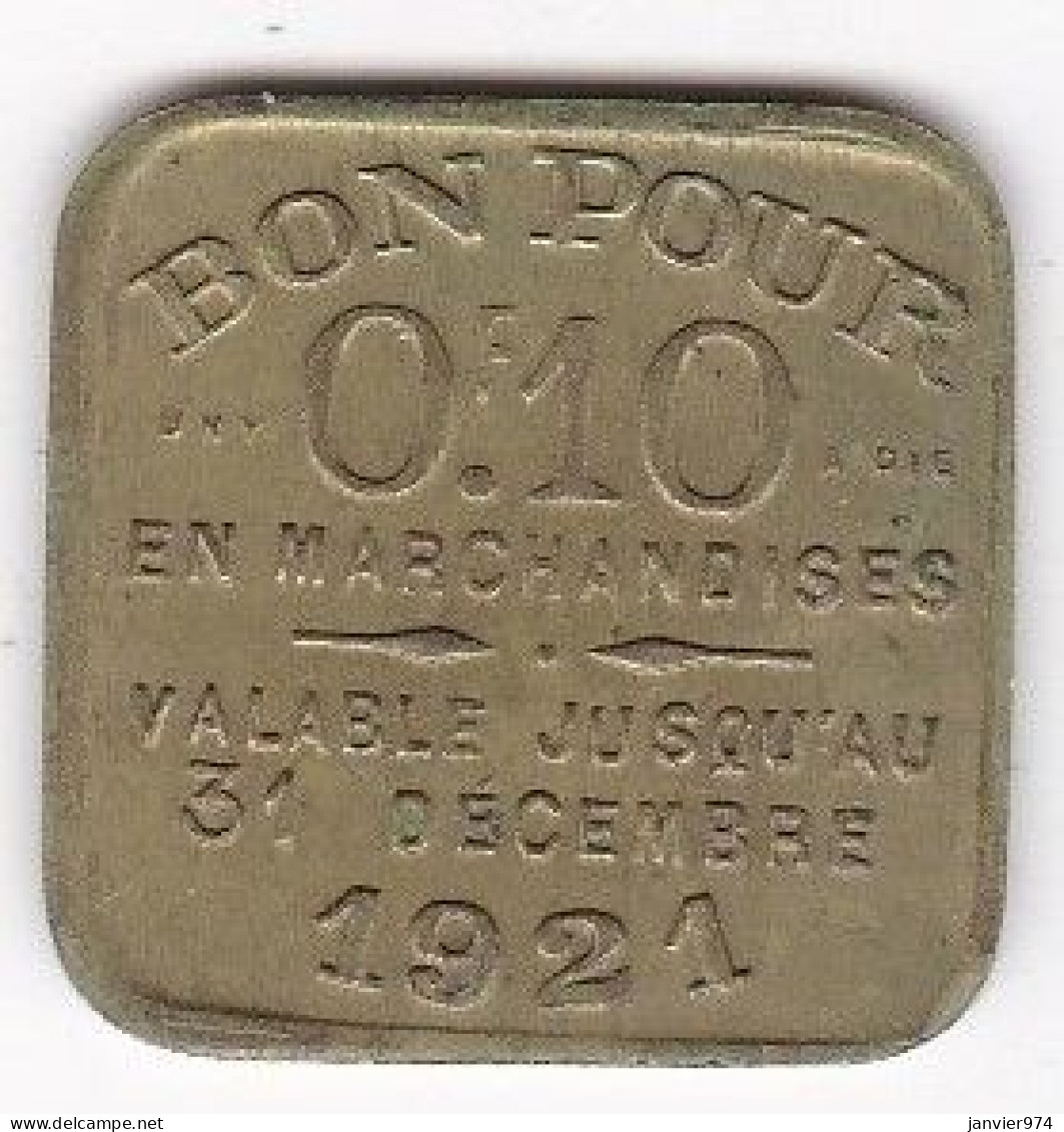 69, Rhône.  Lyon . Chambre Syndicale Des Commissionnaires En Primeurs  10 Centimes 1921, En Laiton - Monetary / Of Necessity