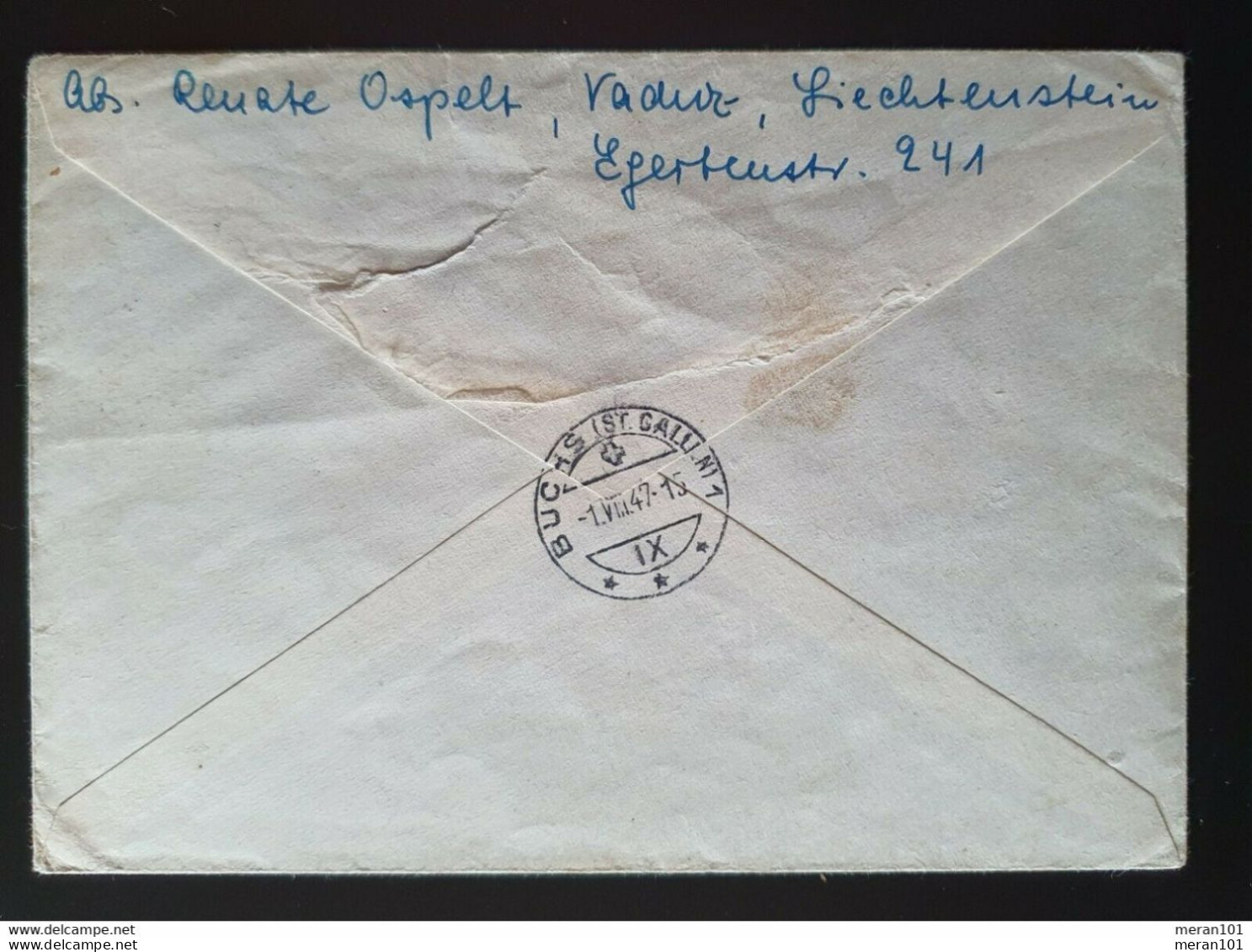 Liechtenstein 1947, Luftpost Brief VADUZ Gelaufen BUCHS(St.Gallen) - Poste Aérienne