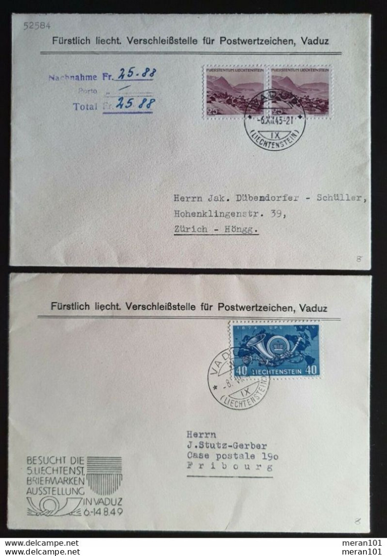 Liechtenstein 1945/49, Briefe VADUZ "Verschleißstelle" - Covers & Documents