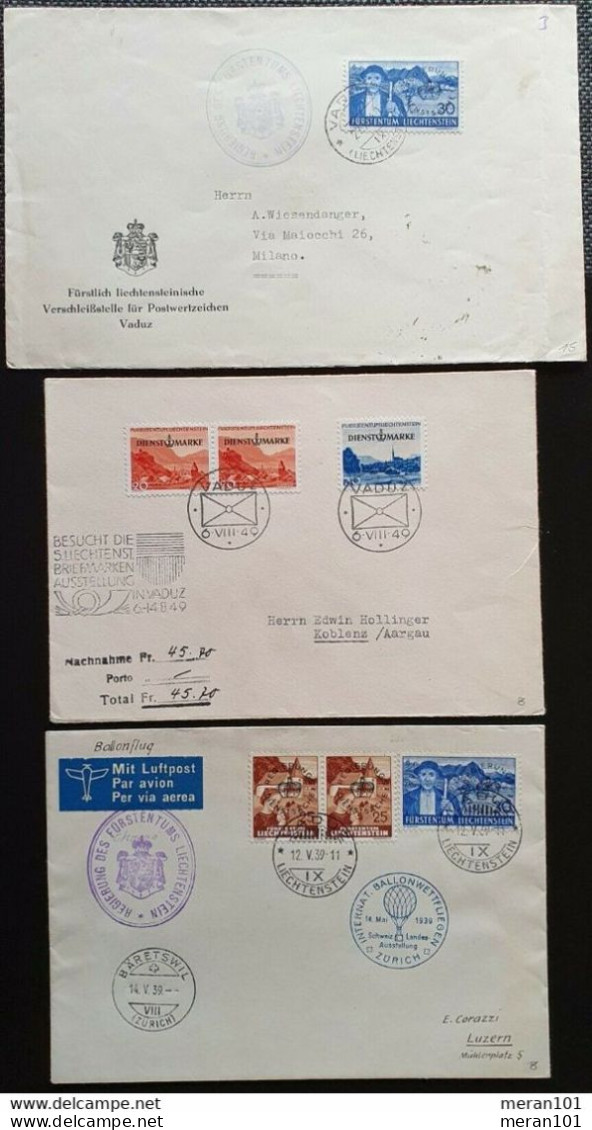Liechtenstein DIENST, Partie Briefe Sonderstempel Ballonpost - Dienstzegels