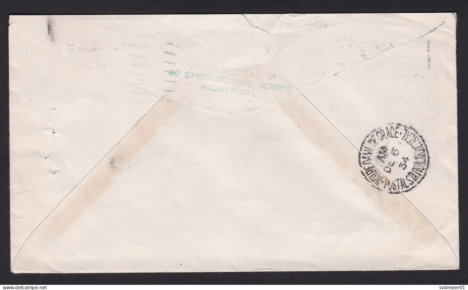 Canada: Local Cover, 1934, 1 Stamp, King, Returned, Pointing Finger Retour Cancel, Montreal (minor Damage) - Brieven En Documenten