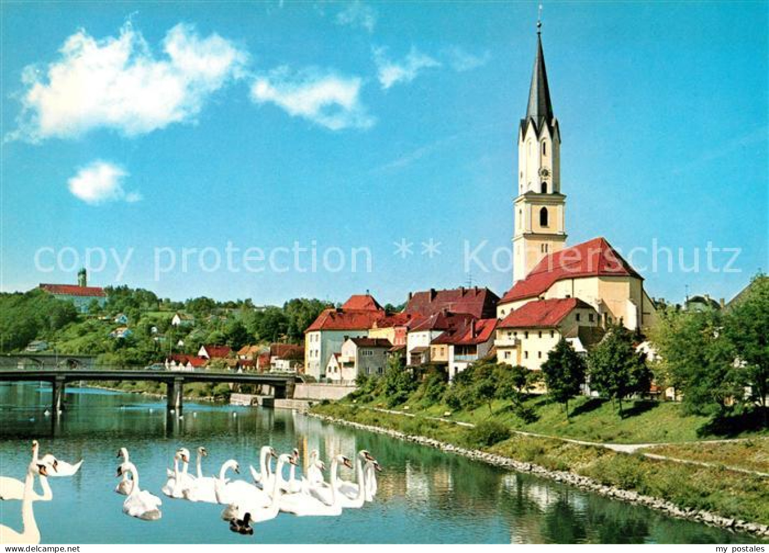 73081996 Vilshofen Donau Kloster Schweiklberg Schwaene Donaubruecke Vilshofen Do - Vilshofen