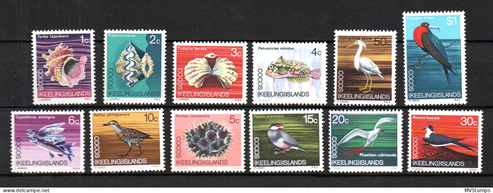 Cocos Islands 1969 Set Definitive Sealife Stamps (Michel 8/19) Nice MNH - Kokosinseln (Keeling Islands)