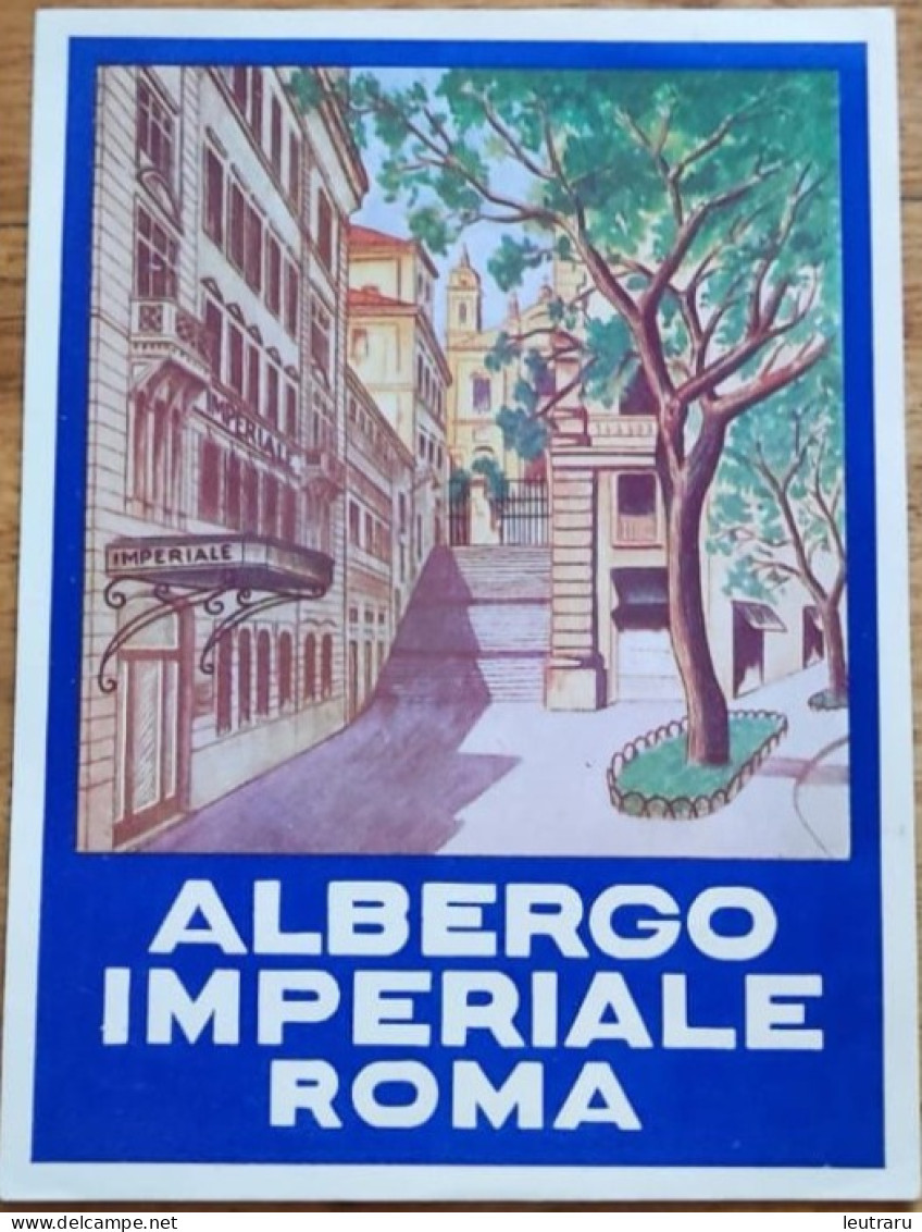 Italy Rome Roma Albergo Imperiale Hotel Label Etiquette Valise - Etiquettes D'hotels