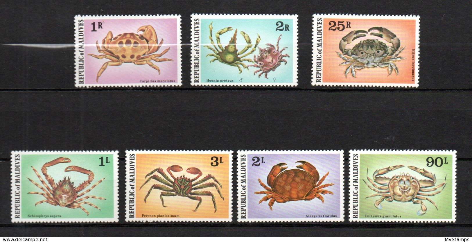 Maldives Islands 1978 Set Crabs/Sealife Stamps (Michel 780/86) Nice MNH - Maldivas (1965-...)