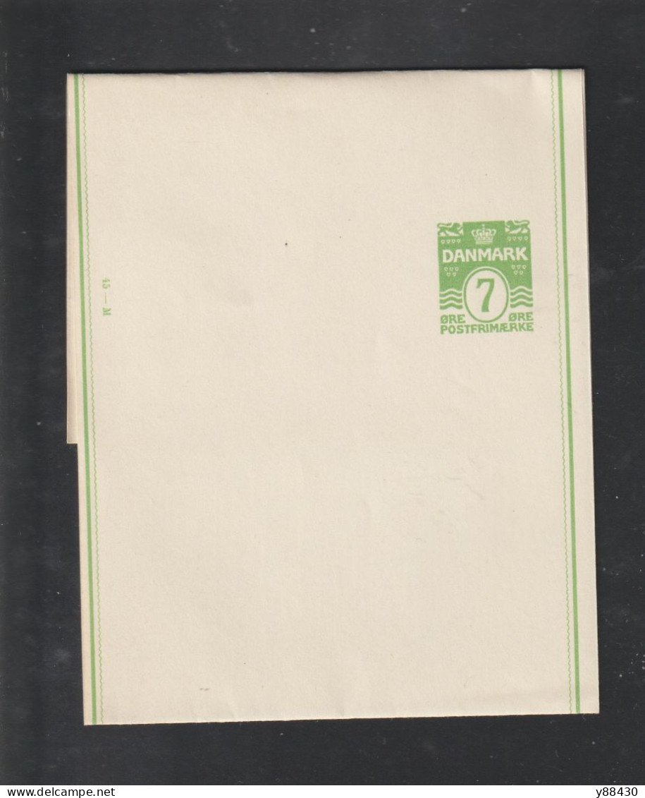 DANEMARK - Entier Postal Neuf - 1920/1940 - Entier Pour Bande De Journaux - Timbre Vert Clair. 7ø - 3 Scan - Enteros Postales