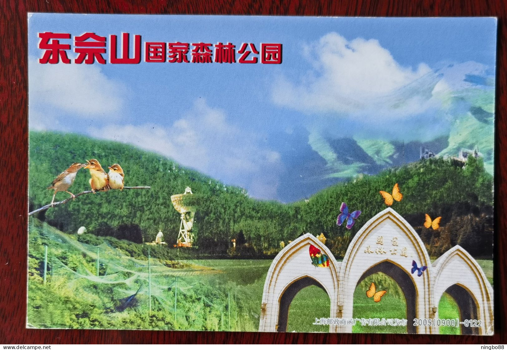 Bird & Butterfly,China 2005 Dongsheshan National Forest Park Advertising Pre-stamped Card - Vlinders