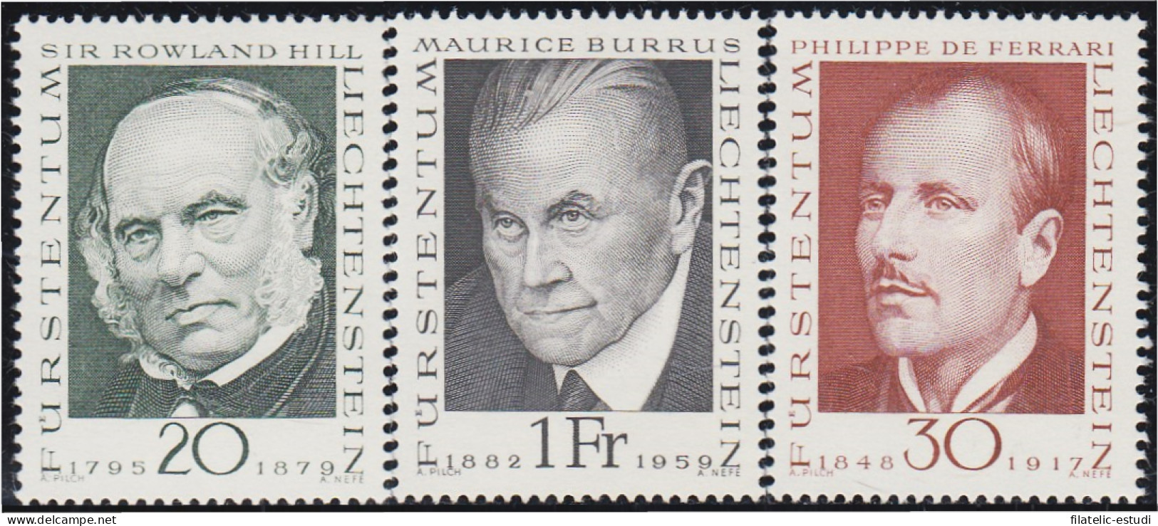 Liechtenstein 451/53 1968 Grandes Filatélicos Y Pioneros De La Filatelia MNH - Other & Unclassified