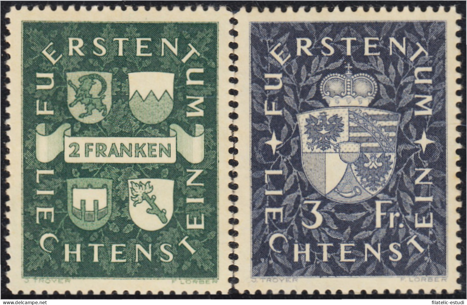 Liechtenstein 159/60 1939 Escudos Shield MNH - Sonstige & Ohne Zuordnung