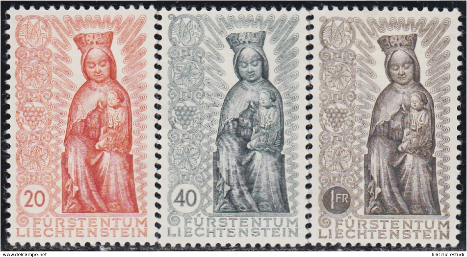 Liechtenstein 291/93 1954 Virgen De Madera Tallada MNH - Sonstige & Ohne Zuordnung