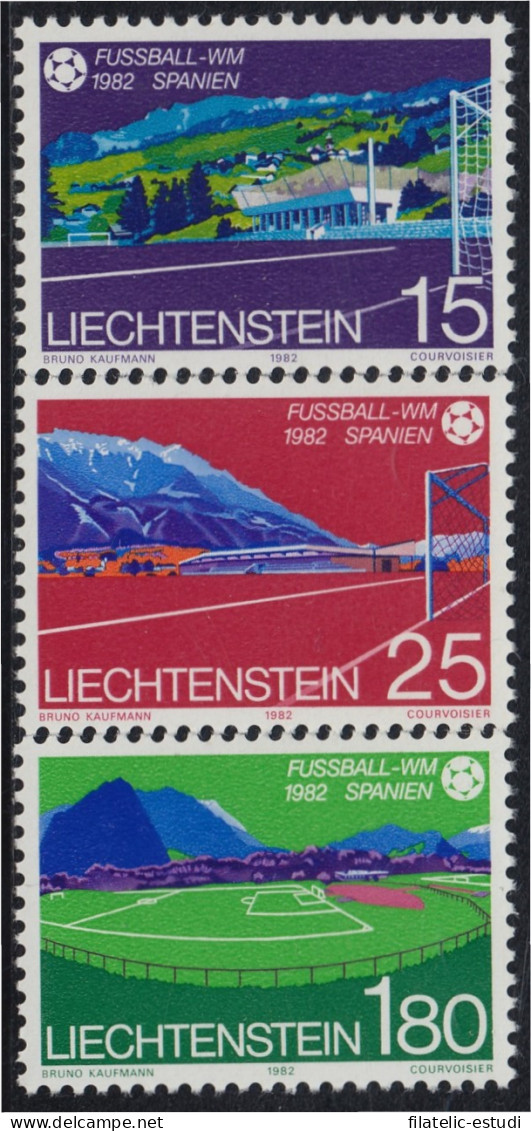 DEP3/S Liechtenstein 740/42 1982 Copa Del Mundo De Fútbol Instalaciones Deport - Autres & Non Classés