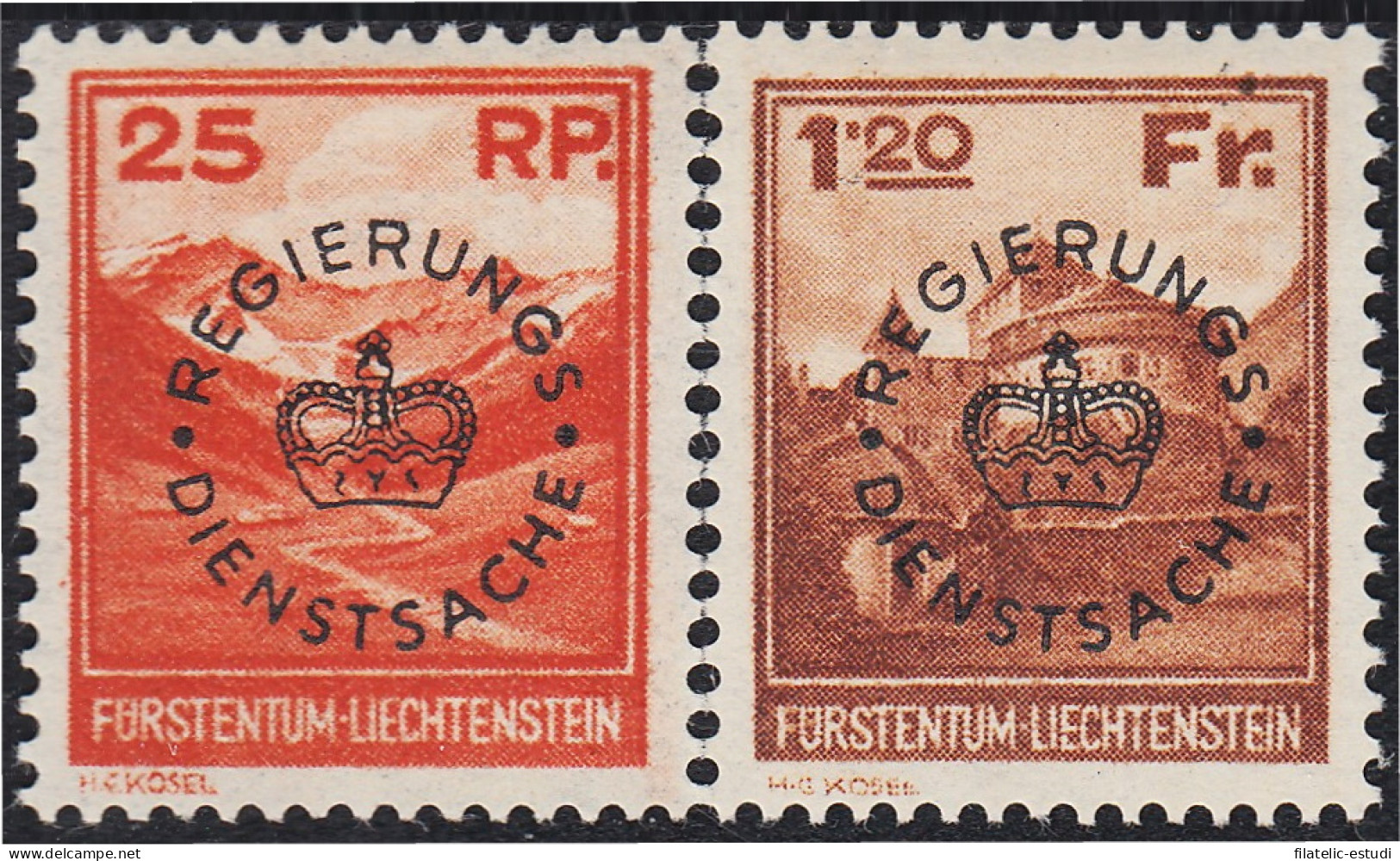 Liechtenstein Servicio 9/10 1933 Monte Naaf-kopf Y Castillo Vaduz MH - Sonstige & Ohne Zuordnung