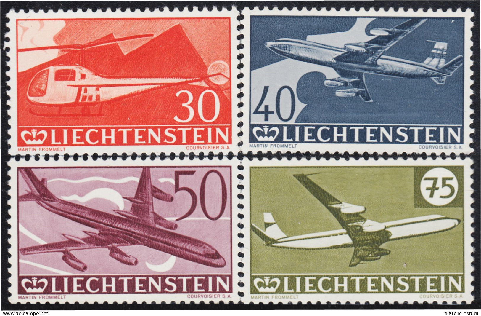 Liechtenstein A 34/37 1960 30 Aniversario Del Sello Aéreo Aviones MNH - Sonstige & Ohne Zuordnung