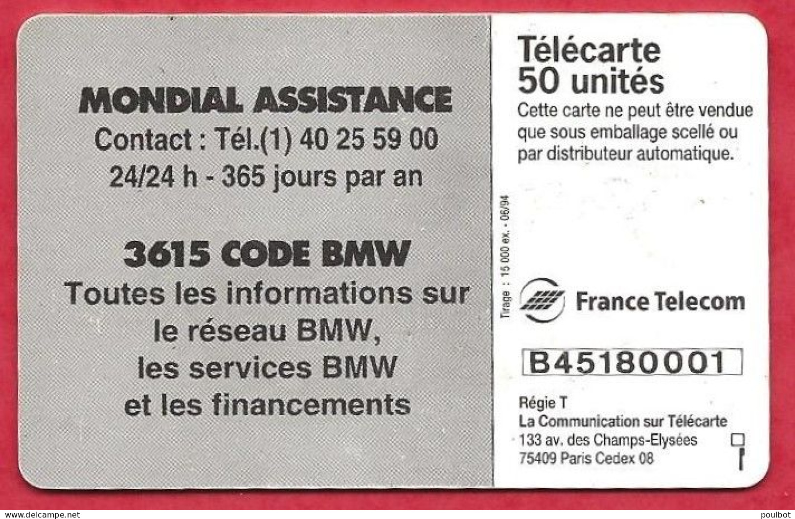 Télécarte En 980  BMW 06 94 - 50 Unités   