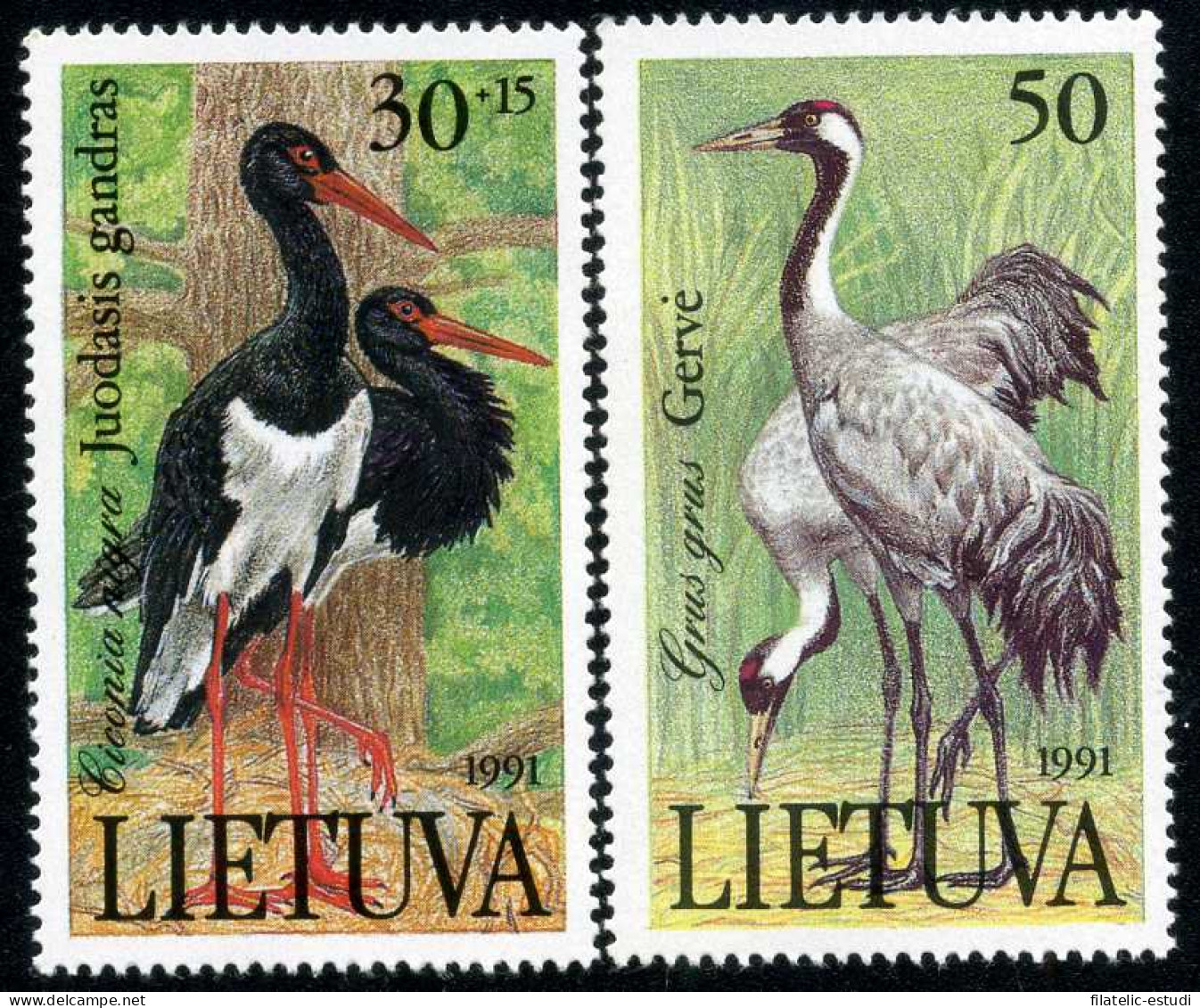 Lituania - 420/21 - 1991 Fauna Aves Zancudas Lujo - Lituanie