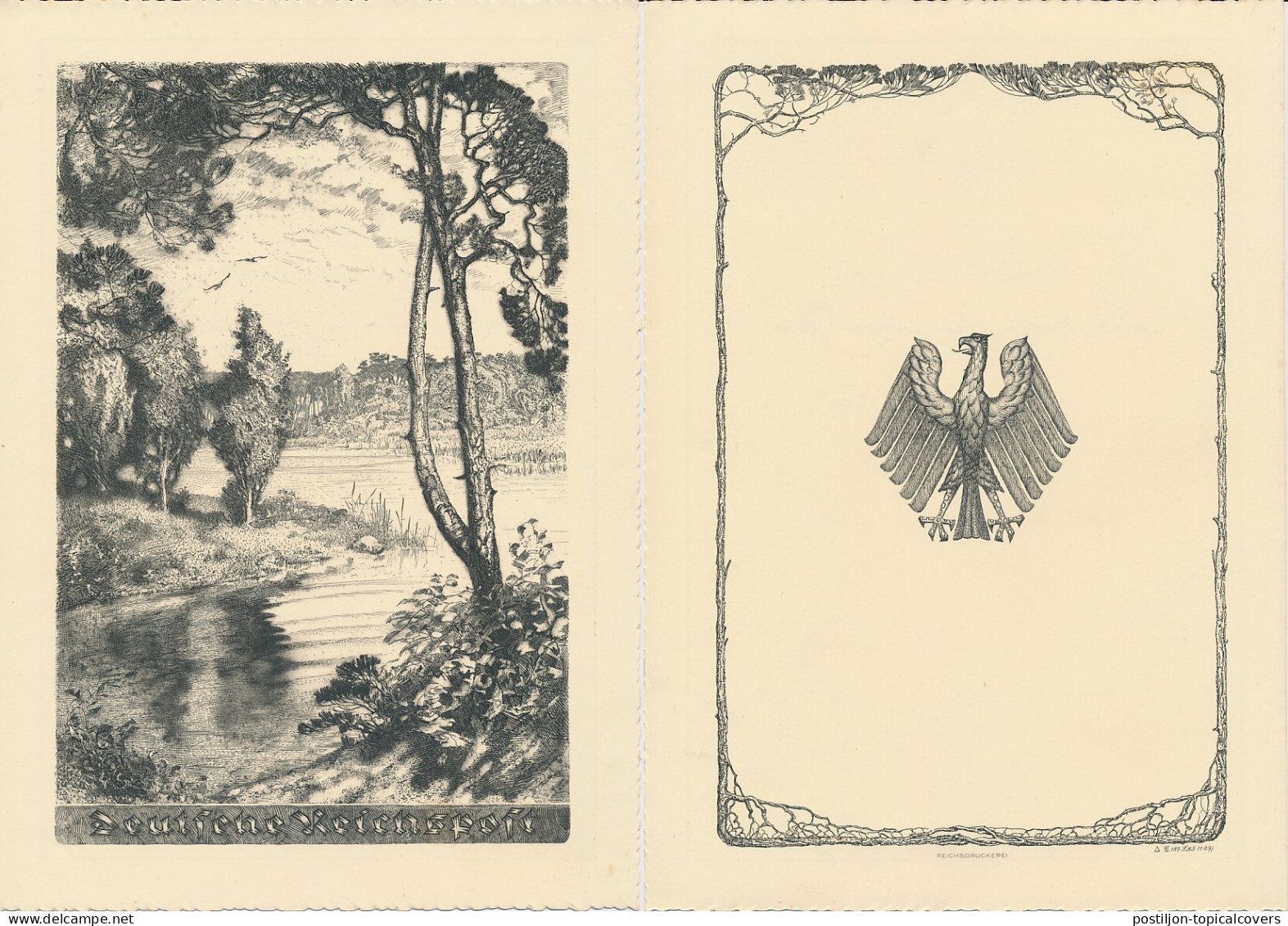 Telegram Germany 1936 - Schmuckblatt Telegramme Heather Landscape - Eagle - Trees